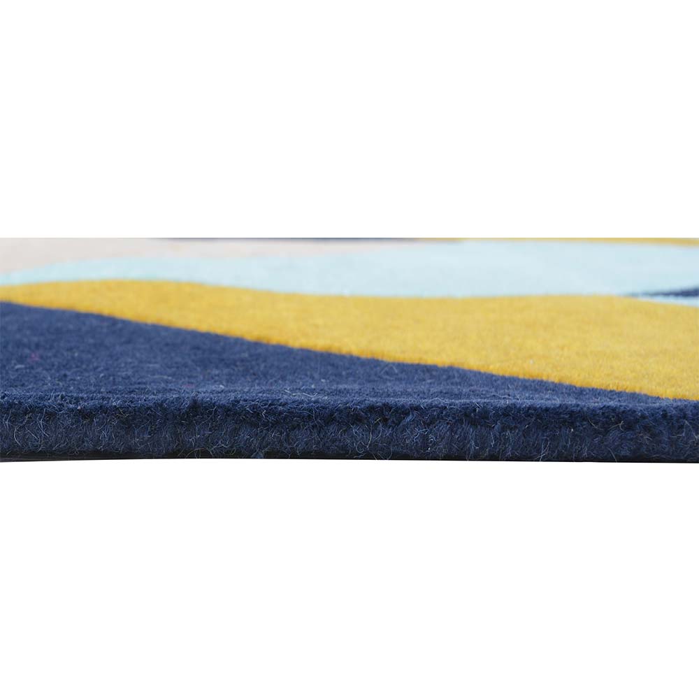 Rugs, (Presto), ICHT1059C3X5, Blue, Yellow and Beige Geometric Hand Tufted Wool Carpet-EL15898-36X60 inches