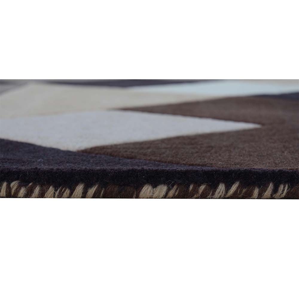 Rugs, (Presto), ICHT1072C5X8, Brown, Beige and Ivory Geometric Hand Tufted Wool Carpet-EL15899-60X96 inches