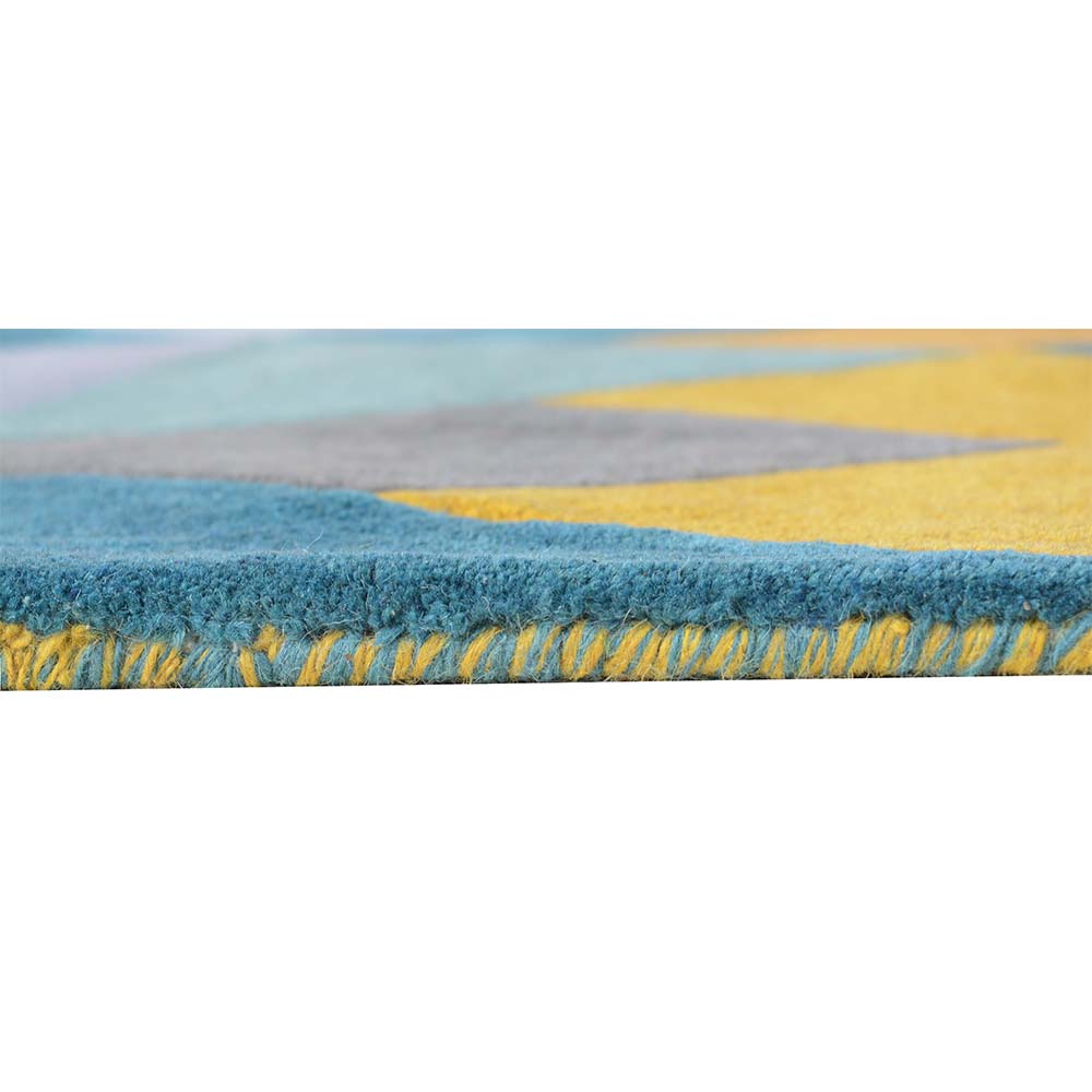 Rugs, (Presto), ICHT1079C4X6, Green, Yellow & Blue Geometric Hand Tufted Wool Carpet-EL15902-48X72 inches