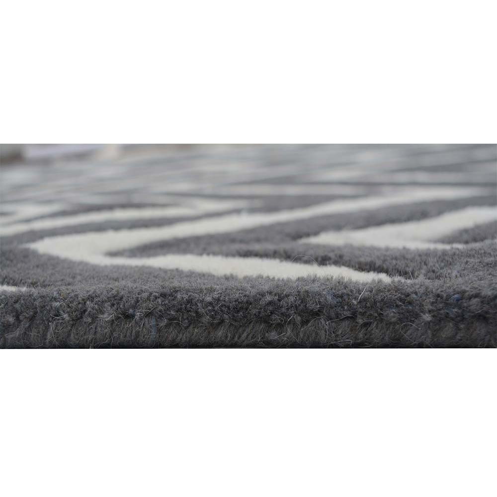 Rugs, (Presto), ICHT1096C5X8, Grey and White Abstract Hand Tufted Wool Carpet-EL15905-60X96 inches