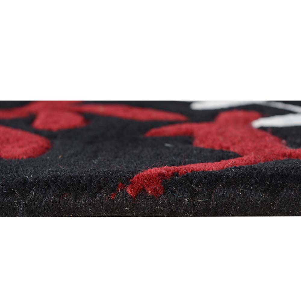 Rugs, (Presto), ICHT1101C5X8, Red, White & Black Floral Hand Tufted Wool Carpet-EL15906-60X96 inches