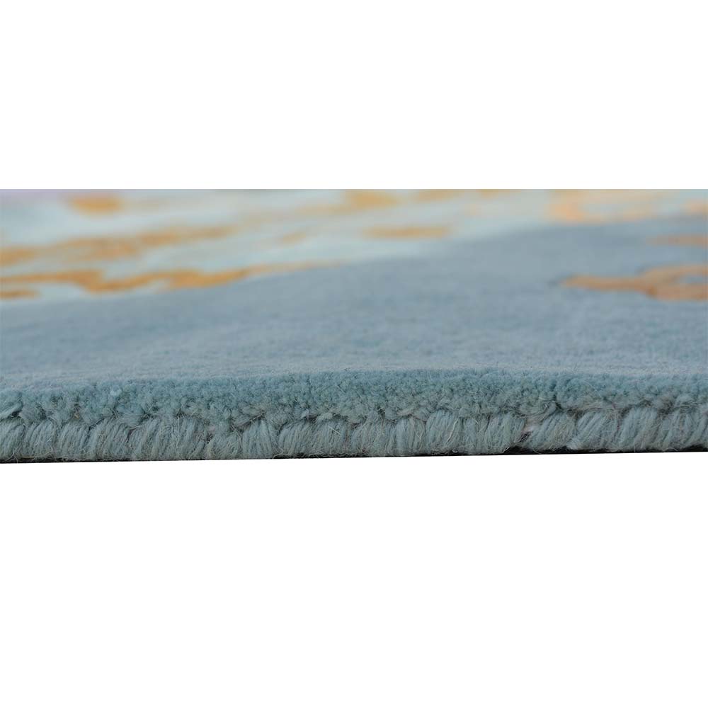 Rugs, (Presto), ICHT1103C4X6, Blue & Gold Floral Hand Tufted Wool Carpet-EL15907-48X74 inches