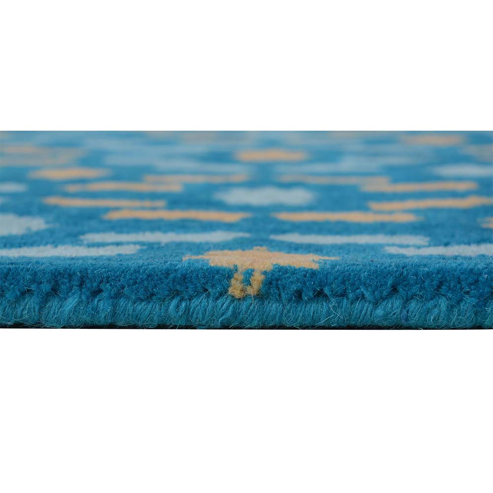 Rugs, (Presto) ICHT1119C2X5, Blue & Gold Abstract Hand Tufted Wool Carpet - EL15912-22X55inches