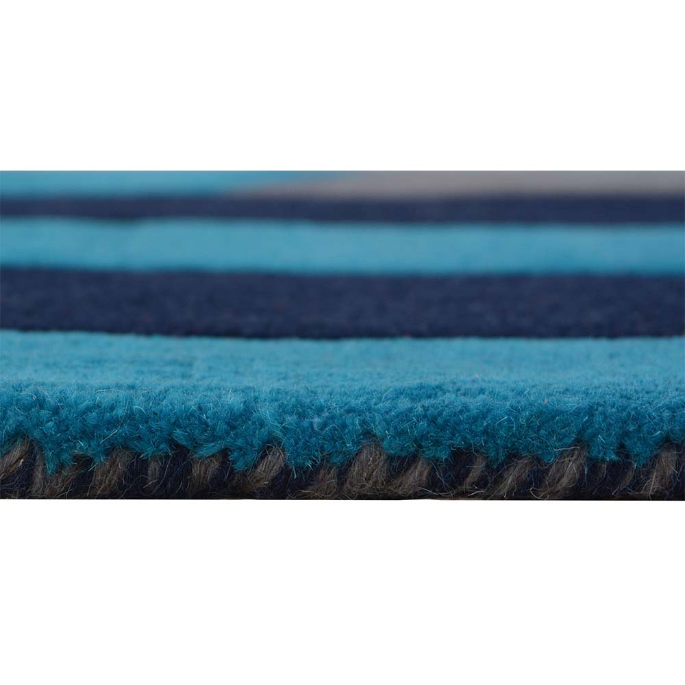 Rugs, (Presto) ICHT1139C2X5, Blue, Grey & White Geometric Hand Tufted Wool Carpet - EL15916-22X55inches