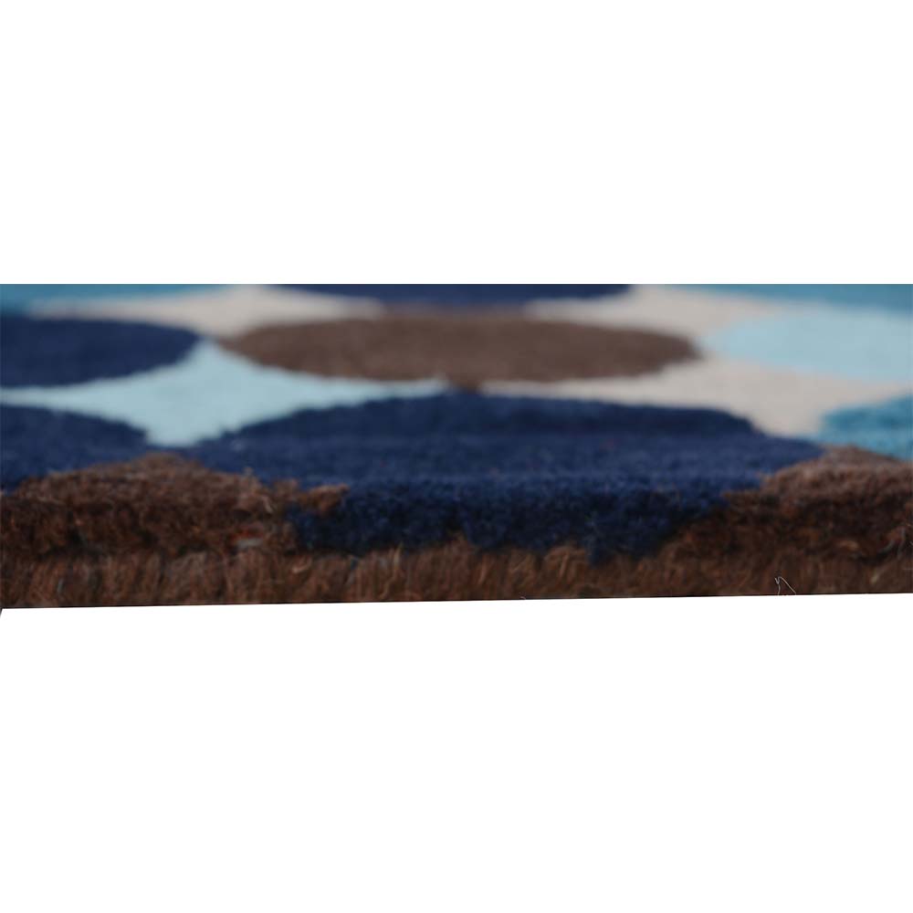 Rugs, (Presto), ICHT1162C5X8, Brown, Blue & Beige Geometric Hand Tufted Wool Carpet -EL15928-60X96 inches