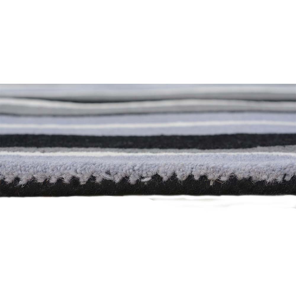 Rugs, (Presto) ICHT1185C6X9, Black, Grey & White Geometric Hand Tufted Wool Carpet-EL 15940-72X108 inches