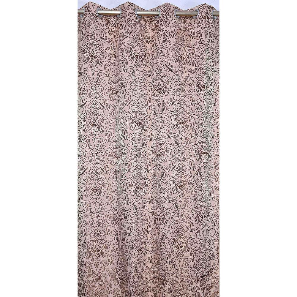 Curtain, (Presto) ICKKB222_D2, Brown Color Damask Jacquard Door Curtain Set of 2, Curtain-EL16002