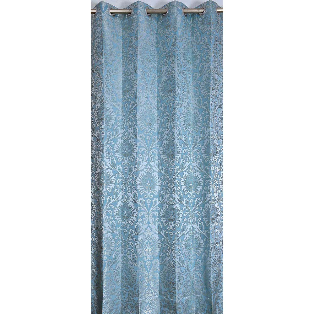 Curtain, (Presto) ICKKB229_LD2, Blue colour Damask Jacquard Long Door curtain Set of 2, Curtain-EL16008-44X108 inches