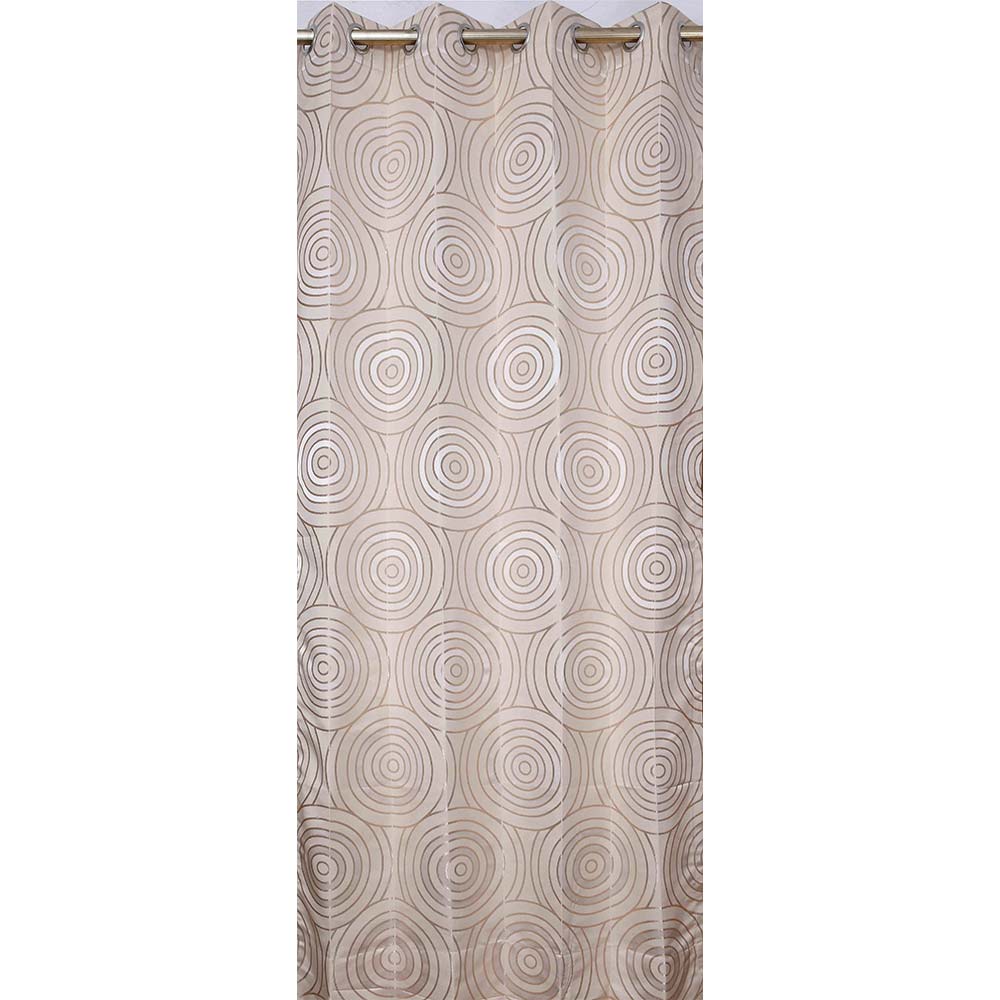 Curtain, (Presto) ICKKB244_LD2, Beige colour Geometric Jacquard Long Door curtain Set of 2, Curtain-EL16016-44X108 inches