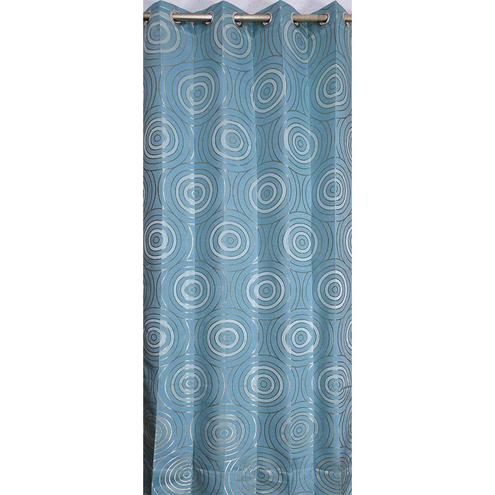 Curtain, (Presto) ICKKB249_D2, Blue colour Geometric Jacquard Door curtain Set of 2, Curtain-EL16019