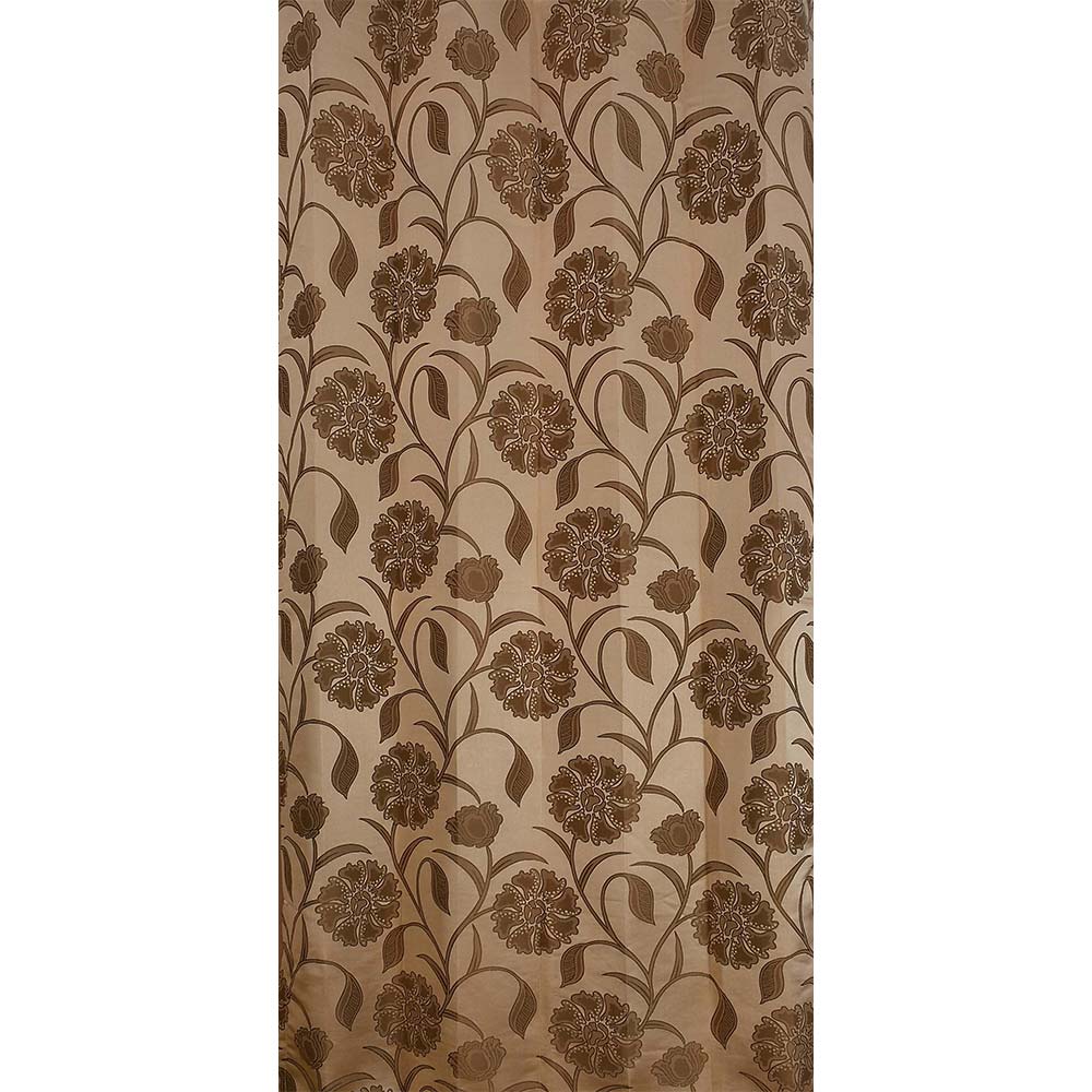 Curtain, (Presto) ICMML1703_D2, Brown colour Floral Door curtain Set of 2, Curtain-EL16021