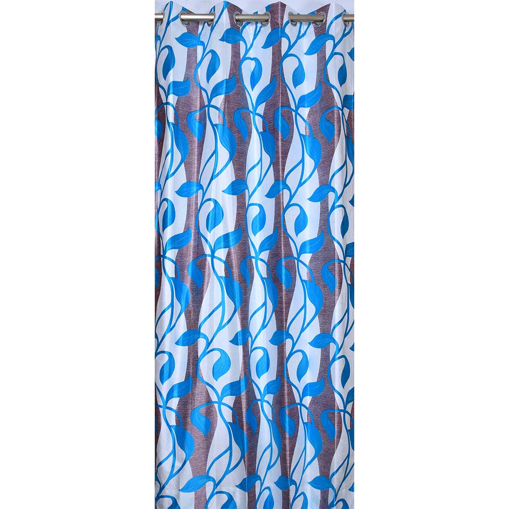 Curtain, (Presto) ICNNK259_LD2, Blue Color Floral Jacquard Long Door Curtain 44 X 108 inches, Curtain-EL16041-44X108 inches