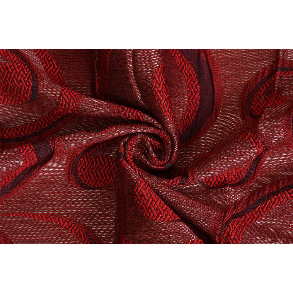 Curtain, (Presto) ICSST401_W2, Red Color Abstract Jacquard Window Curtain 44 X 60 inches, Curtain-EL16045-44X60 inches