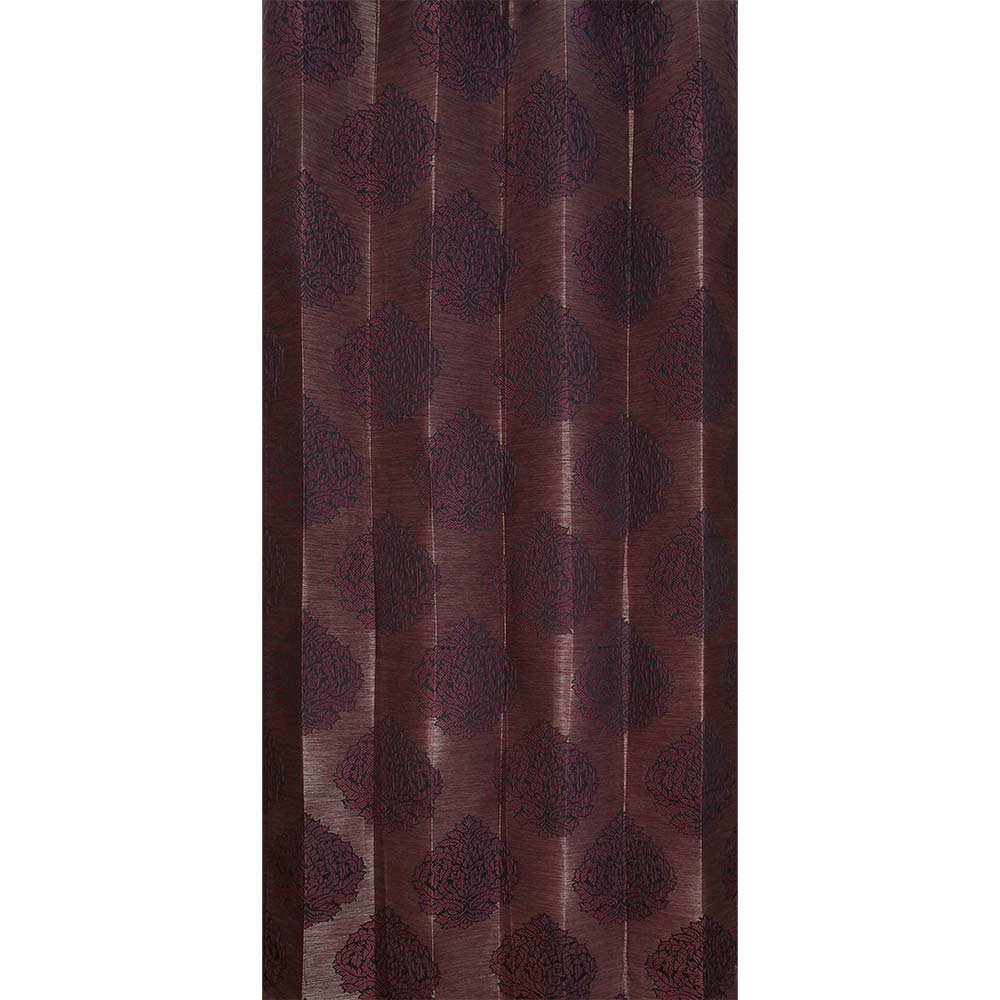 Curtain, (Presto) ICSST435_LD2, Wine colour Damask Long Door curtain Set of 2, Curtain-EL16052-44X108 inches