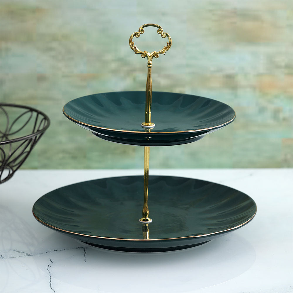 Cake & Dessert Stand, AVA-CX-01A(A Vintage Affair), Designer Ceramic Classic Cake Stand - Green, Cake & Dessert Stand - EL16091