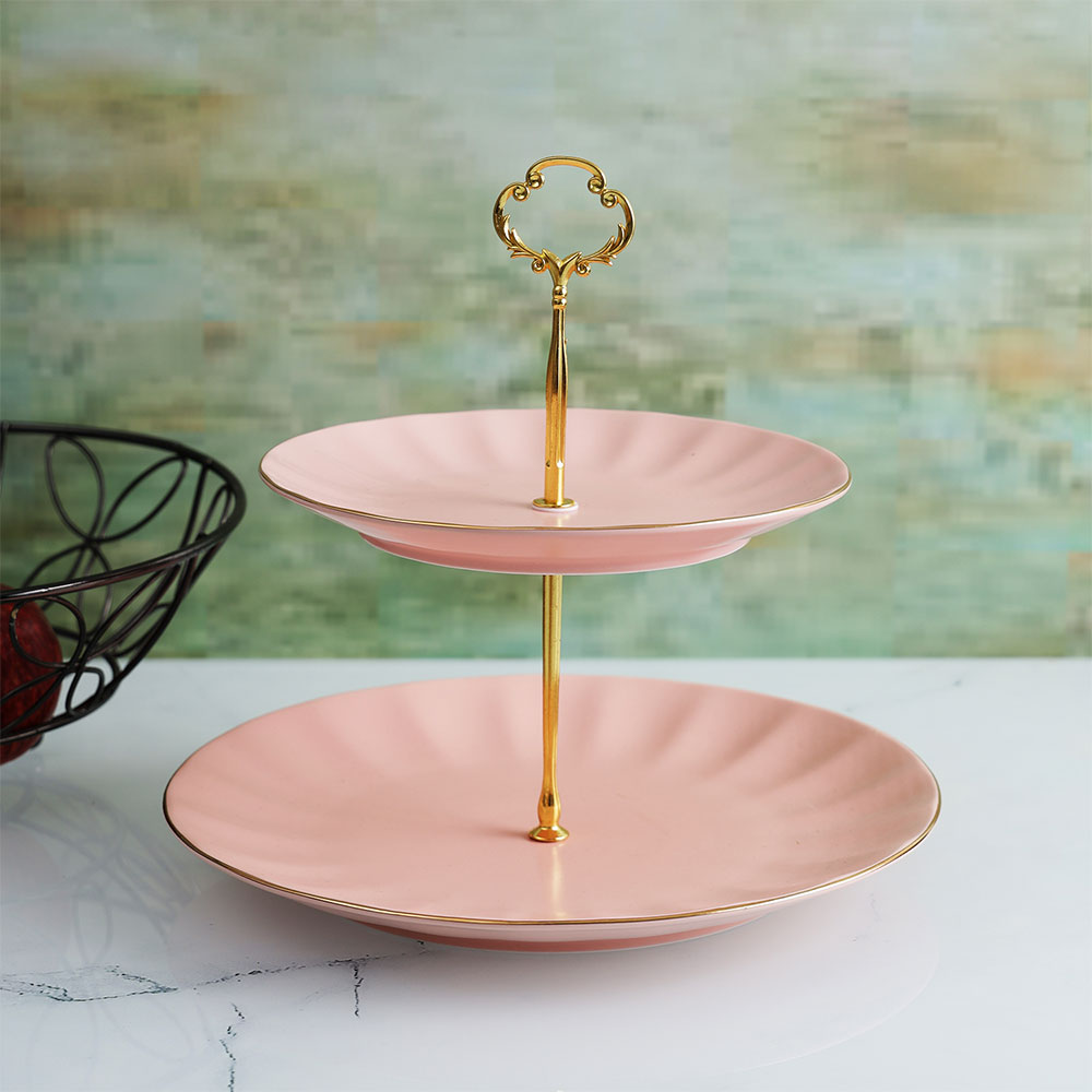 Cake & Dessert Stand, AVA-CX-01B(A Vintage Affair), Designer Ceramic Classic Cake Stand - Pink, Cake & Dessert Stand - EL16092