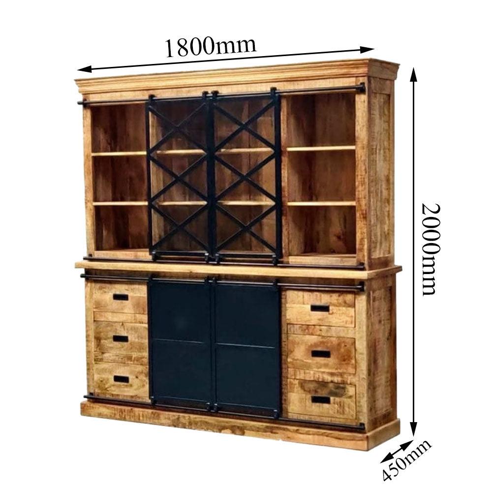 Cupboard, Solid Wood Cupboard, Cupboard for Kitchen Accessory, Light Brown & Black Color Cupboard, Cupboard with Black MS, Cupboard - EL - 2054