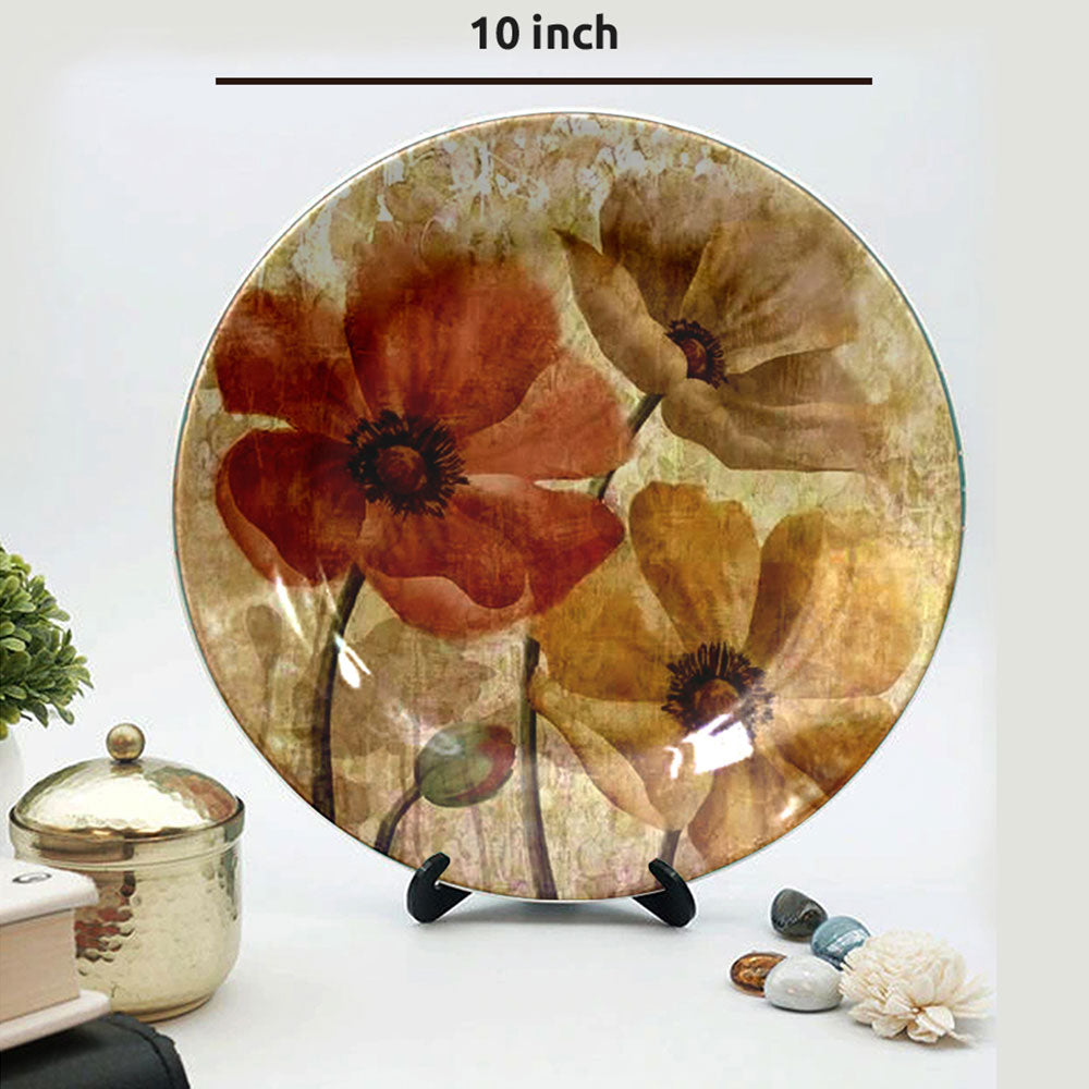 HMD Collections Traditional Art Ceramic Designer Plate with Stand for Home/Office Wall Plates Combo (10 Inch (1qty), 8 Inch (2qty) & 6 Inch (2qty), Pack of 5, Wall Art - eL2093