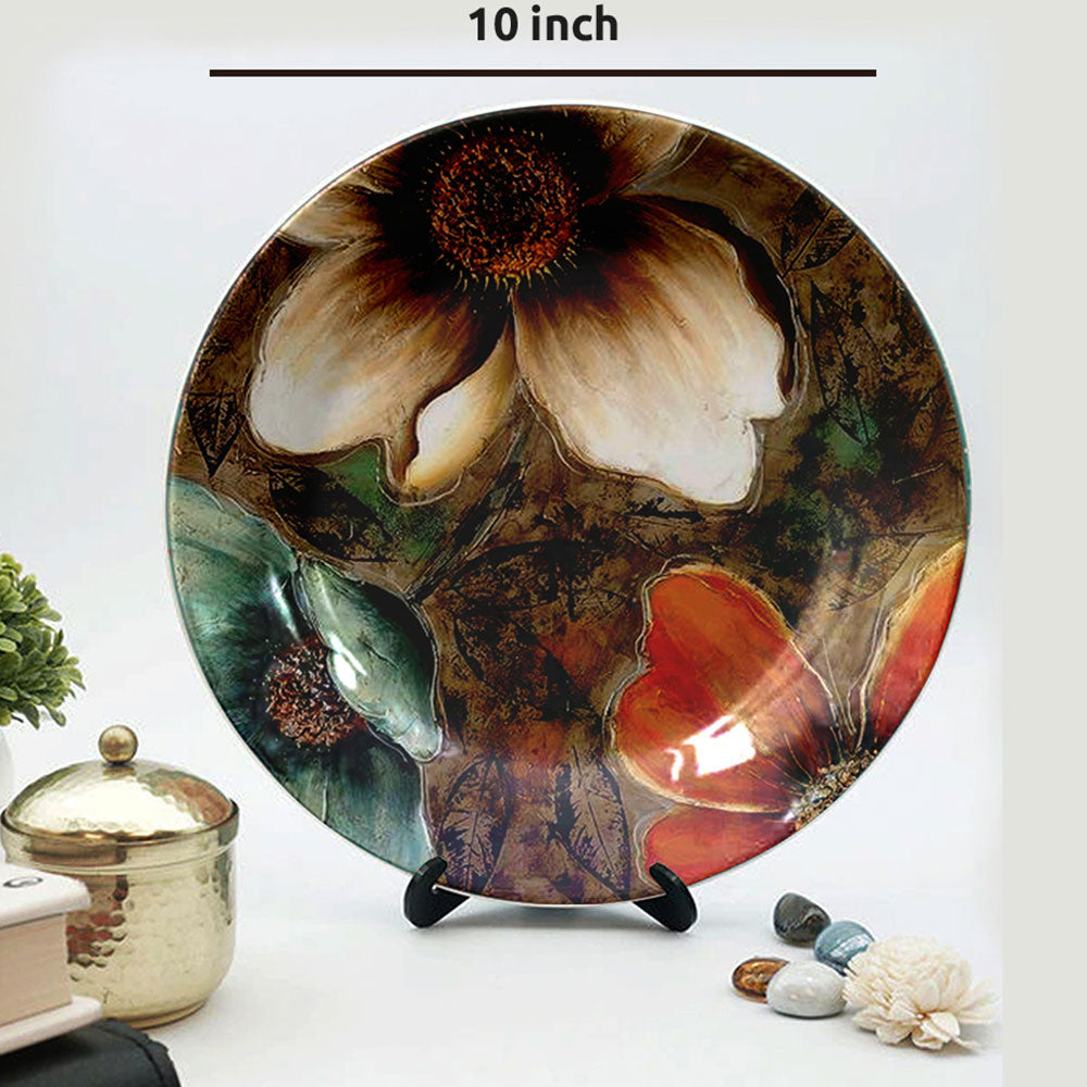 HMD Collections Traditional Art Ceramic Designer Plate with Stand for Home/Office Wall Plates Combo (10 Inch (1qty), 8 Inch (2qty) & 6 Inch (2qty), Pack of 5, Wall Art - eL2094