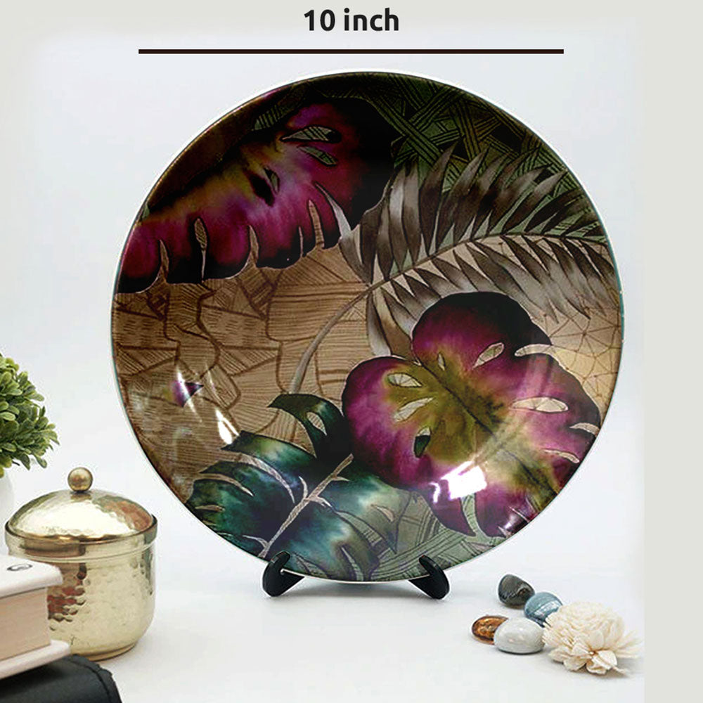 HMD Collections Traditional Art Ceramic Designer Plate with Stand for Home/Office Wall Plates Combo (10 Inch (1qty), 8 Inch (2qty) & 6 Inch (2qty), Pack of 5, Wall Art - eL2096