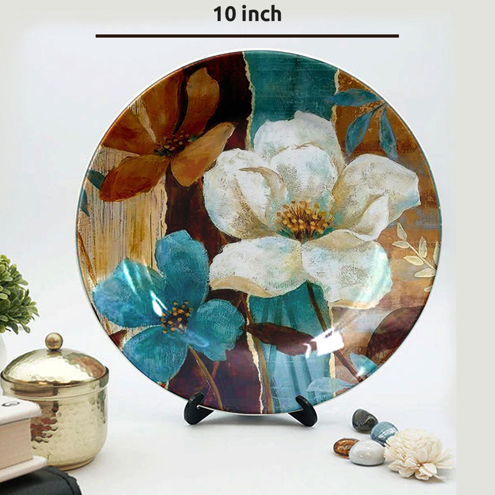 HMD Collections Traditional Art Ceramic Designer Plate with Stand for Home/Office Wall Plates Combo (10 Inch (1qty), 8 Inch (2qty) & 6 Inch (2qty), Pack of 5, Wall Art - eL2099