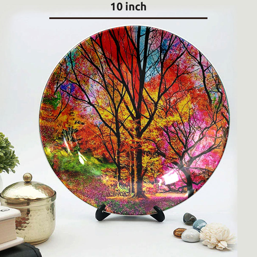 HMD Collections Traditional Art Ceramic Designer Plate with Stand for Home/Office Wall Plates Combo (10 Inch (1qty), 8 Inch (2qty) & 6 Inch (2qty), Pack of 5, Wall Art - eL2100