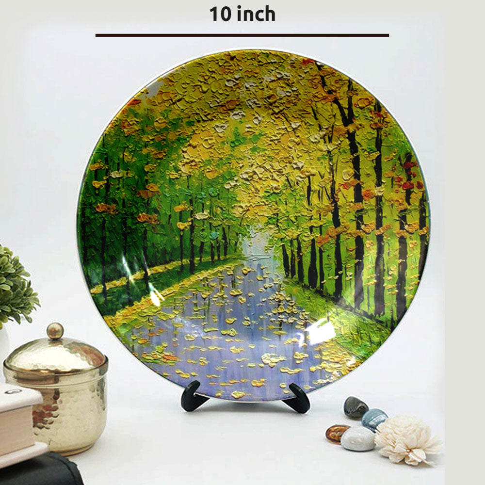HMD Collections Traditional Art Ceramic Designer Plate with Stand for Home/Office Wall Plates Combo (10 Inch (1qty), 8 Inch (2qty) & 6 Inch (2qty), Pack of 5, Wall Art - eL2101