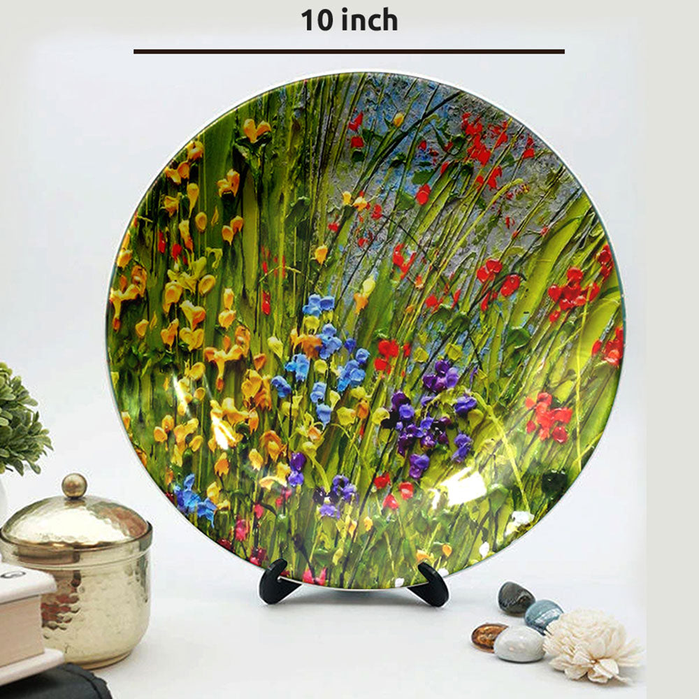 HMD Collections Traditional Art Ceramic Designer Plate with Stand for Home/Office Wall Plates Combo (10 Inch (1qty), 8 Inch (2qty) & 6 Inch (2qty), Pack of 5, Wall Art - eL2102