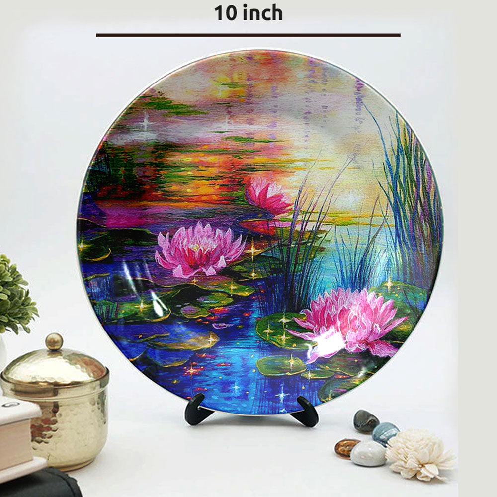 HMD Collections Traditional Art Ceramic Designer Plate with Stand for Home/Office Wall Plates Combo (10 Inch (1qty), 8 Inch (2qty) & 6 Inch (2qty), Pack of 5, Wall Art - eL2104