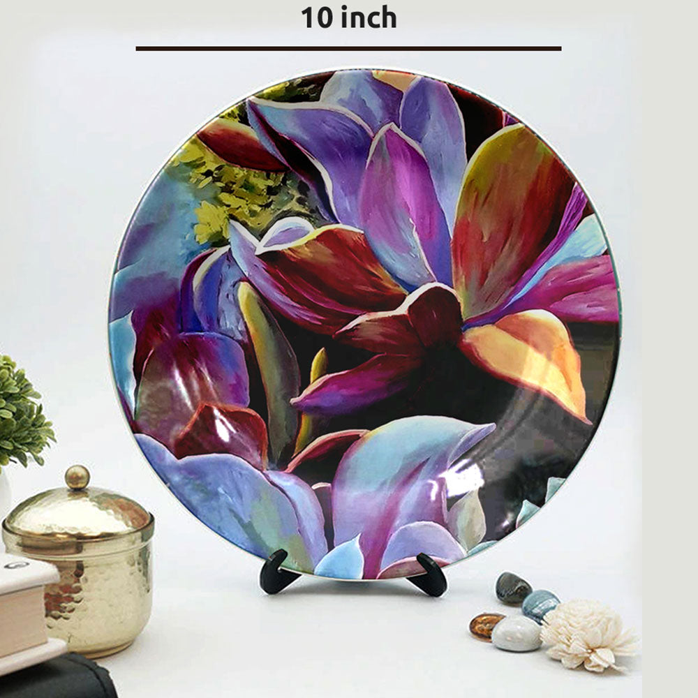 HMD Collections Traditional Art Ceramic Designer Plate with Stand for Home/Office Wall Plates Combo (10 Inch (1qty), 8 Inch (2qty) & 6 Inch (2qty), Pack of 5, Wall Art - eL2105