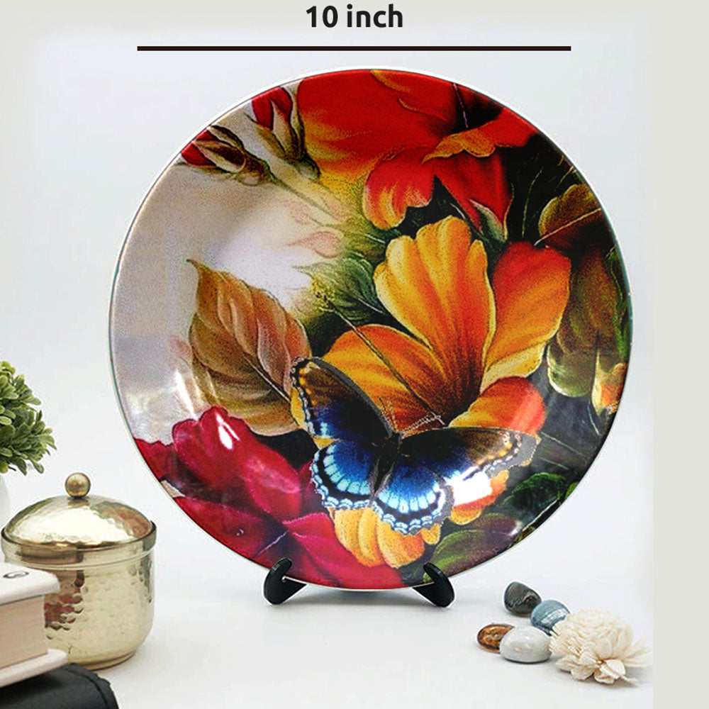HMD Collections Traditional Art Ceramic Designer Plate with Stand for Home/Office Wall Plates Combo (10 Inch (1qty), 8 Inch (2qty) & 6 Inch (2qty), Pack of 5, Wall Art - eL2106