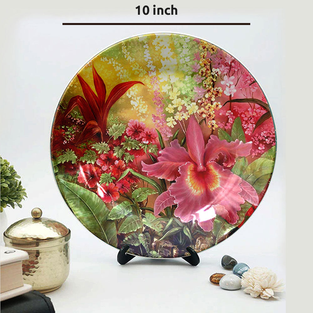 HMD Collections Traditional Art Ceramic Designer Plate with Stand for Home/Office Wall Plates Combo (10 Inch (1qty), 8 Inch (2qty) & 6 Inch (2qty), Pack of 5, Wall Art - eL2110