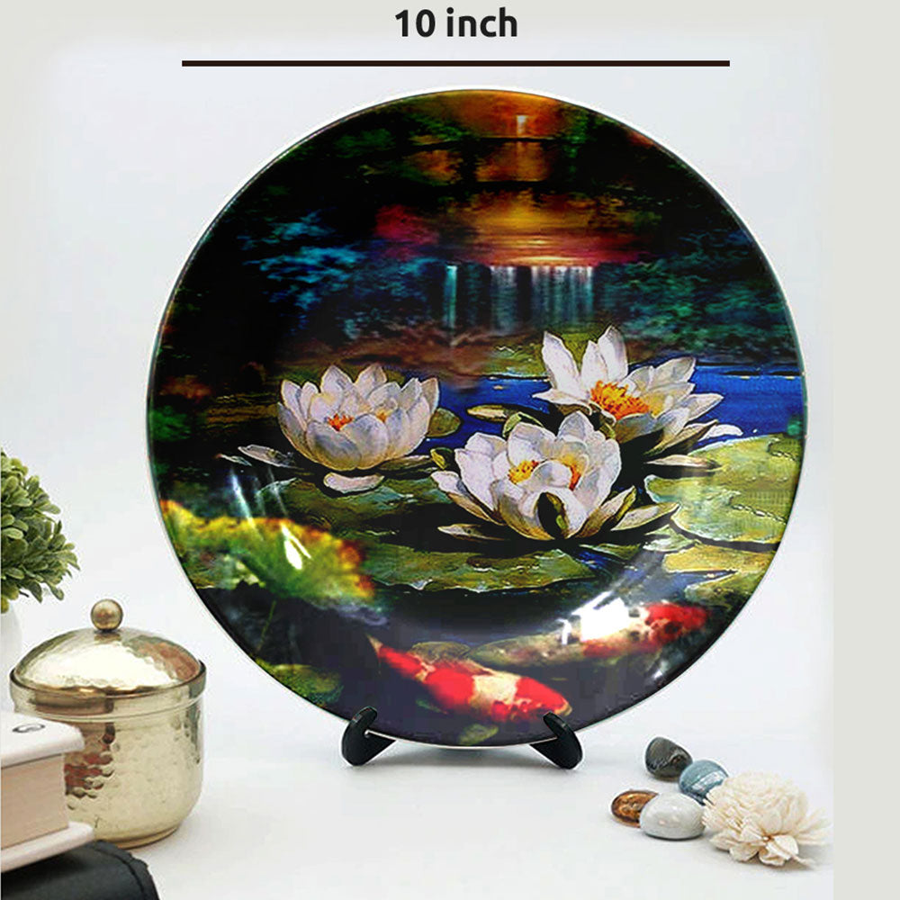 HMD Collections Traditional Art Ceramic Designer Plate with Stand for Home/Office Wall Plates Combo (10 Inch (1qty), 8 Inch (2qty) & 6 Inch (2qty), Pack of 5, Wall Art - EL2113