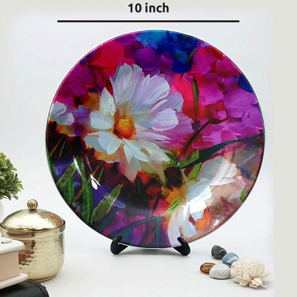 HMD Collections Traditional Art Ceramic Designer Plate with Stand for Home/Office Wall Plates Combo (10 Inch (1qty), 8 Inch (2qty) & 6 Inch (2qty), Pack of 5, Wall Art - EL2119
