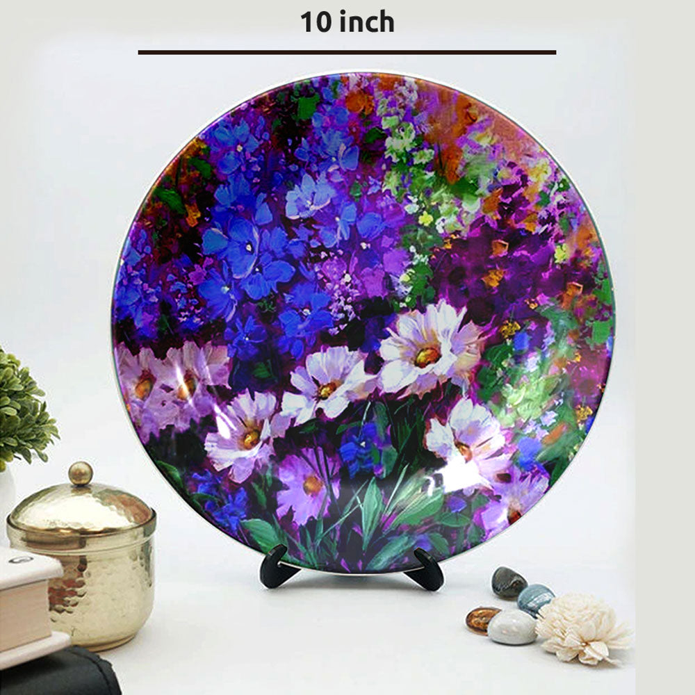 HMD Collections Traditional Art Ceramic Designer Plate with Stand for Home/Office Wall Plates Combo (10 Inch (1qty), 8 Inch (2qty) & 6 Inch (2qty), Pack of 5, Wall Art - EL2120