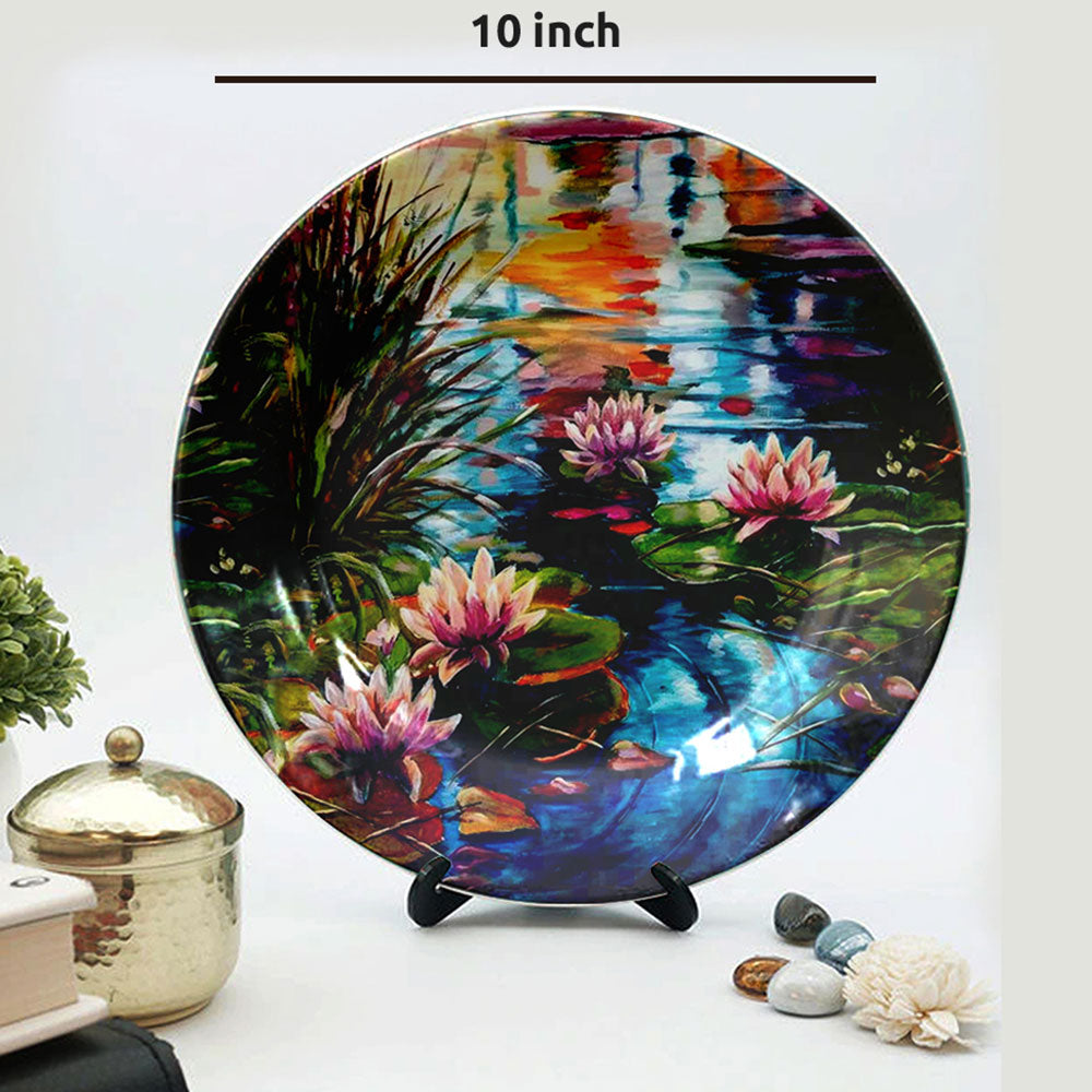 HMD Collections Traditional Art Ceramic Designer Plate with Stand for Home/Office Wall Plates Combo (10 Inch (1qty), 8 Inch (2qty) & 6 Inch (2qty), Pack of 5, Wall Art - EL2121