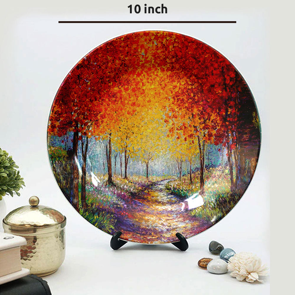 HMD Collections Traditional Art Ceramic Designer Plate with Stand for Home/Office Wall Plates Combo (10 Inch (1qty), 8 Inch (2qty) & 6 Inch (2qty), Pack of 5, Wall Art - EL2122