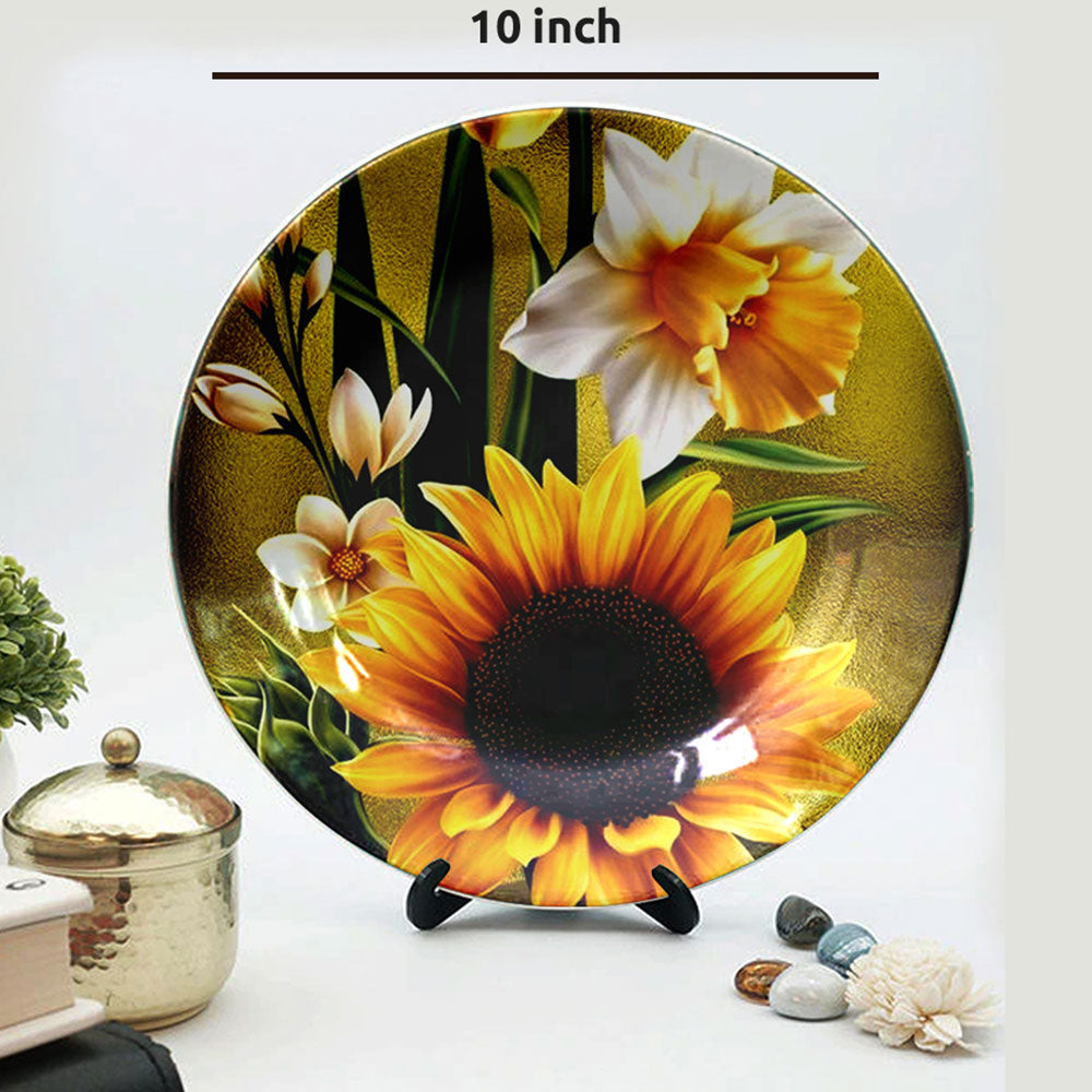 HMD Collections Traditional Art Ceramic Designer Plate with Stand for Home/Office Wall Plates Combo (10 Inch (1qty), 8 Inch (2qty) & 6 Inch (2qty), Pack of 5, Wall Art - EL2128