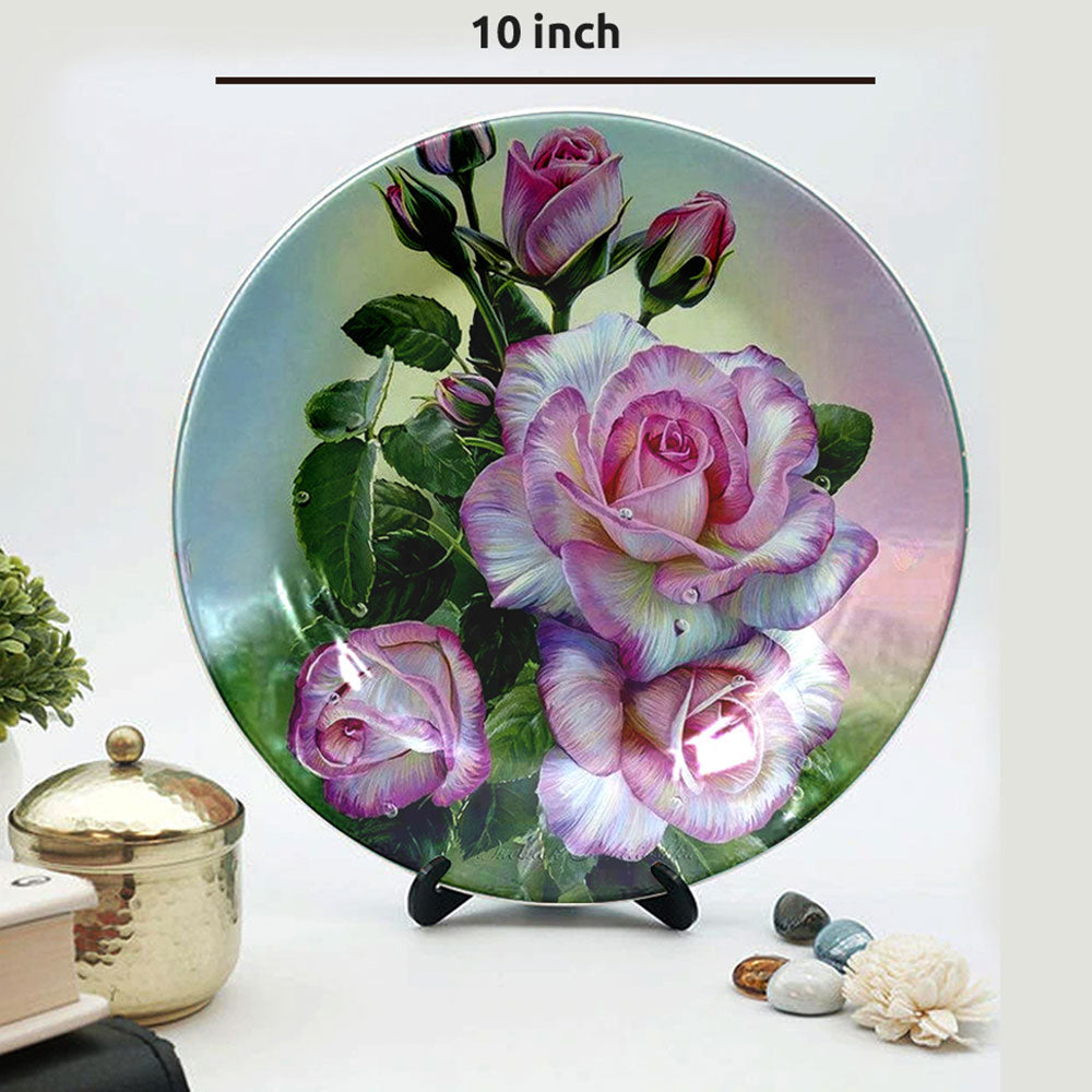 HMD Collections Traditional Art Ceramic Designer Plate with Stand for Home/Office Wall Plates Combo (10 Inch (1qty), 8 Inch (2qty) & 6 Inch (2qty), Pack of 5, Wall Art - EL2131