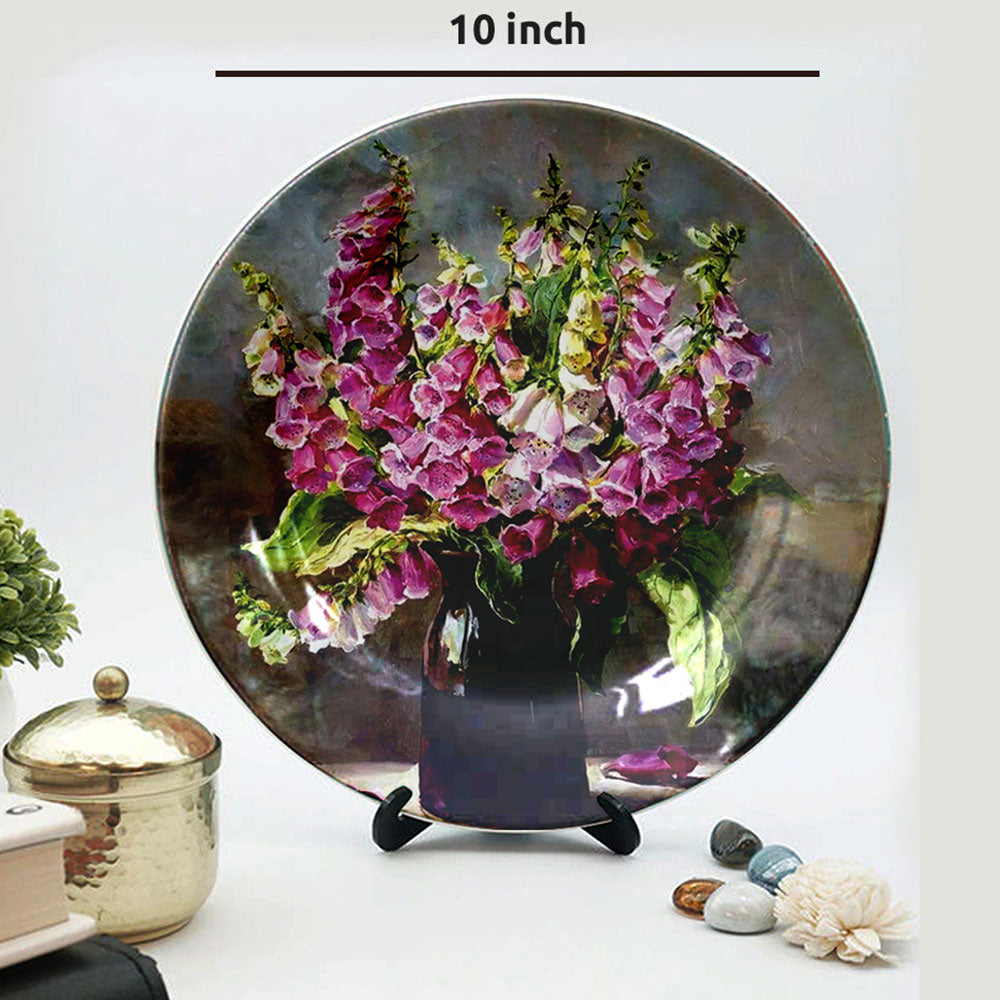 HMD Collections Traditional Art Ceramic Designer Plate with Stand for Home/Office Wall Plates Combo (10 Inch (1qty), 8 Inch (2qty) & 6 Inch (2qty), Pack of 5, Wall Art - EL2133