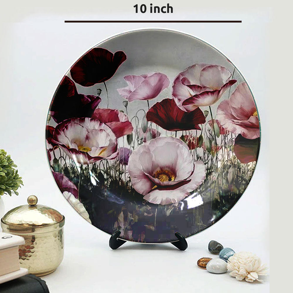 HMD Collections Traditional Art Ceramic Designer Plate with Stand for Home/Office Wall Plates Combo (10 Inch (1qty), 8 Inch (2qty) & 6 Inch (2qty), Pack of 5, Wall Art - EL2134