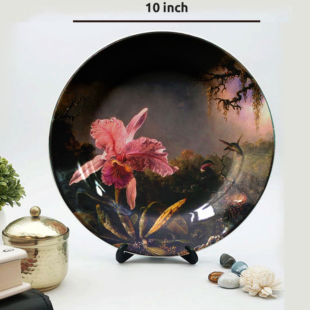 HMD Collections Traditional Art Ceramic Designer Plate with Stand for Home/Office Wall Plates Combo (10 Inch (1qty), 8 Inch (2qty) & 6 Inch (2qty), Pack of 5, Wall Art - EL2136