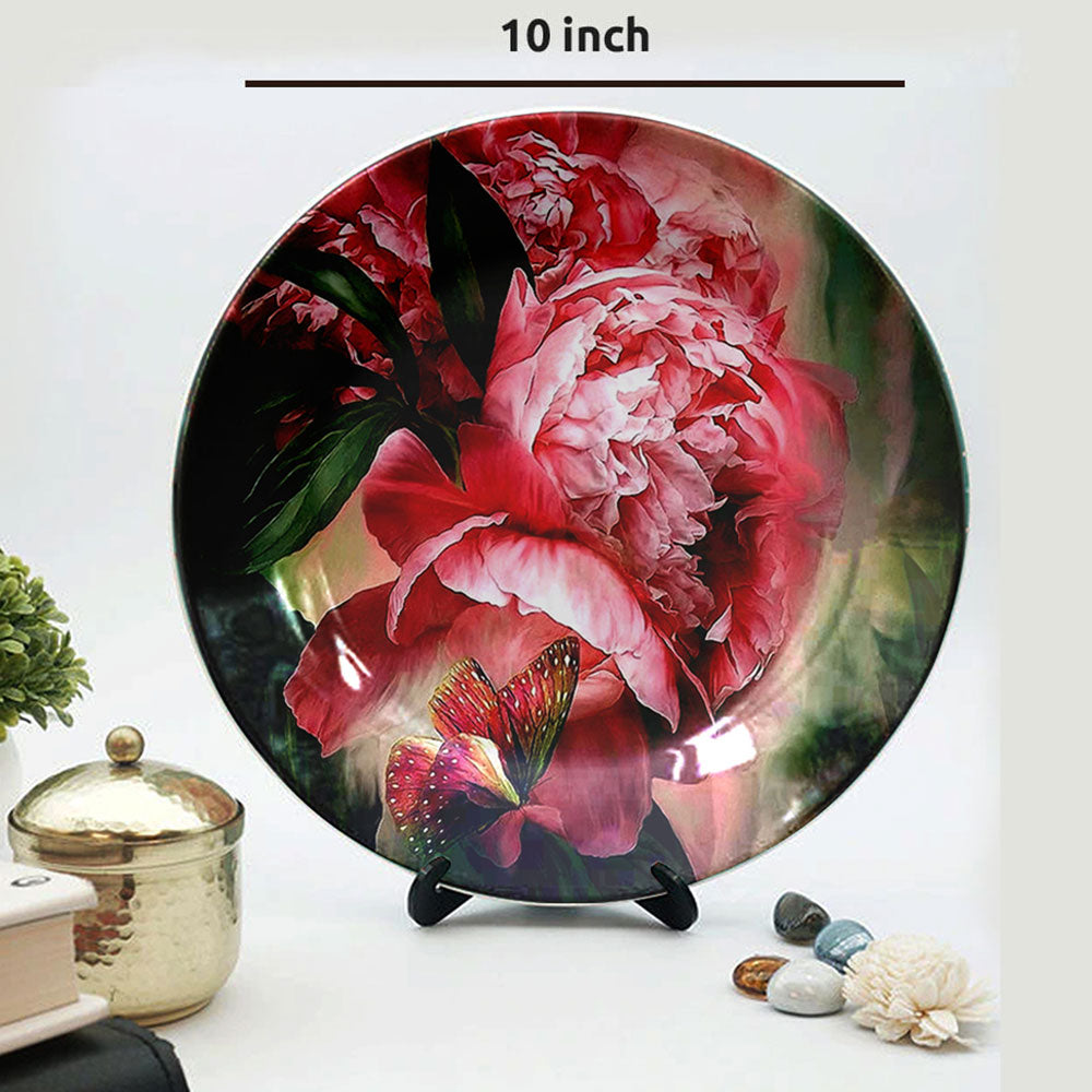 HMD Collections Traditional Art Ceramic Designer Plate with Stand for Home/Office Wall Plates Combo (10 Inch (1qty), 8 Inch (2qty) & 6 Inch (2qty), Pack of 5, Wall Art - EL2137