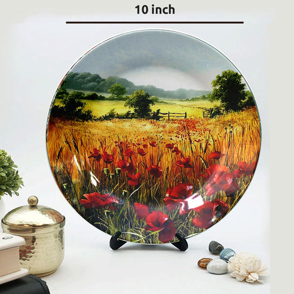 HMD Collections Traditional Art Ceramic Designer Plate with Stand for Home/Office Wall Plates Combo (10 Inch (1qty), 8 Inch (2qty) & 6 Inch (2qty), Pack of 5, Wall Art - EL2140