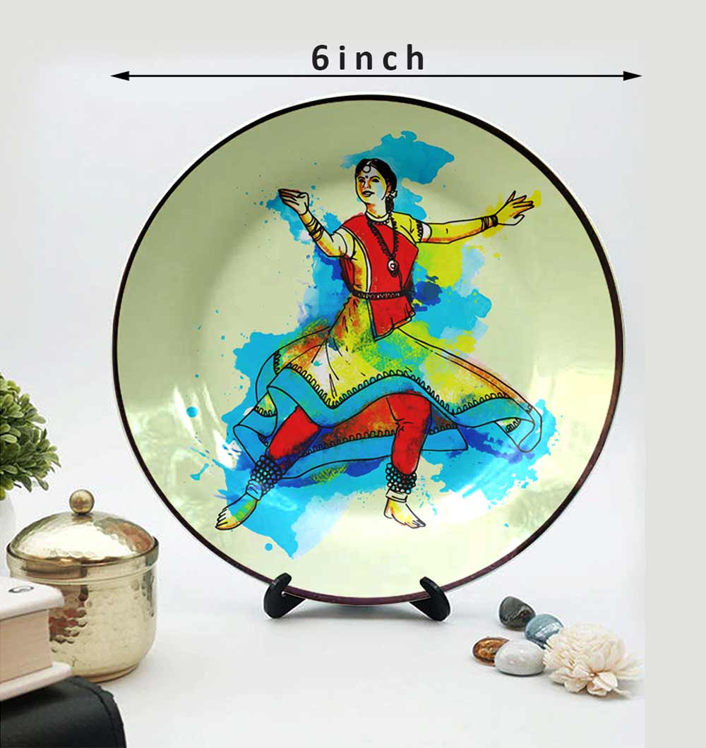 Traditional Art Decorative Ceramic Designer Plates with Stand for Home & Office, Wall Art - EL2144
