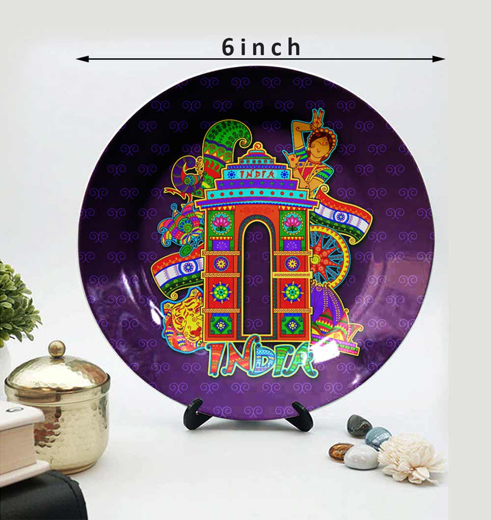 Traditional Art Decorative Ceramic Designer Plates with Stand for Home & Office, Wall Art - EL2146