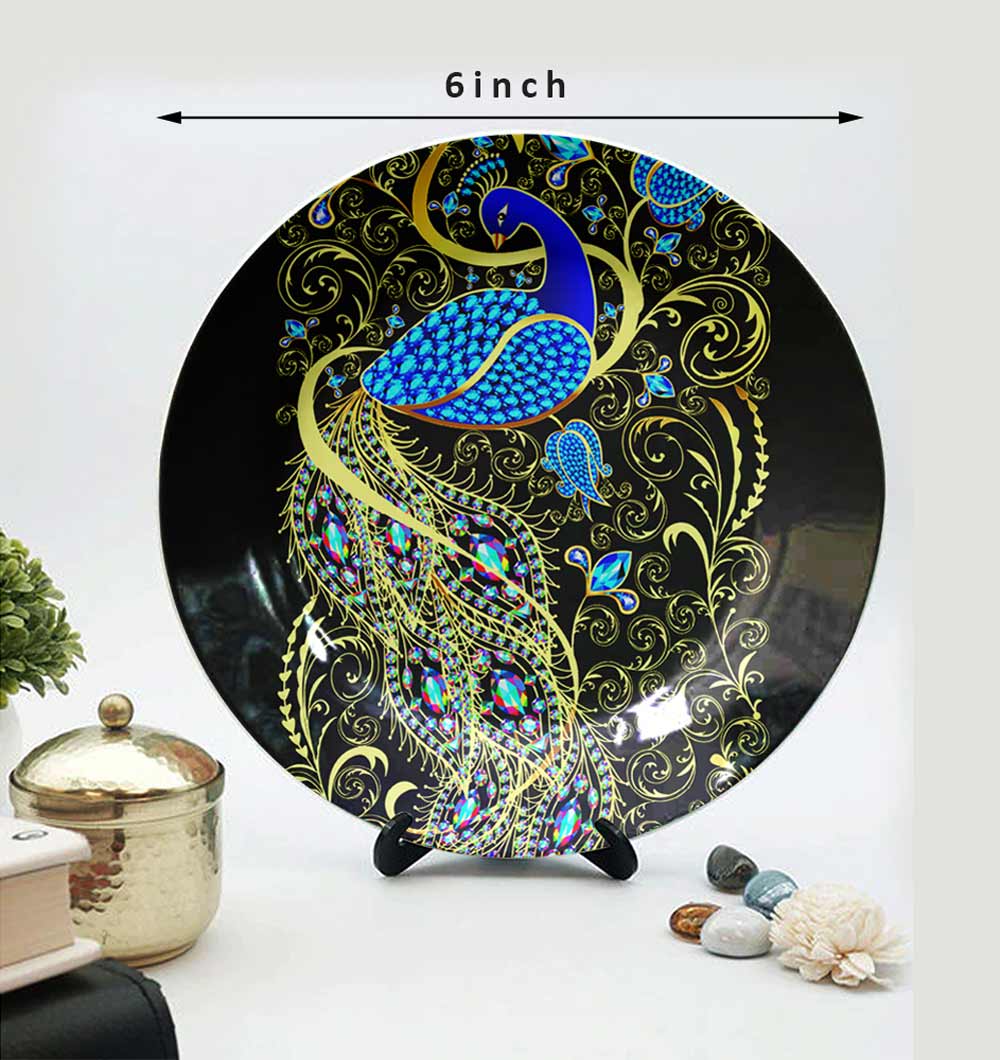 Traditional Art Decorative Ceramic Designer Plates with Stand for Home & Office, Wall Art - EL2151