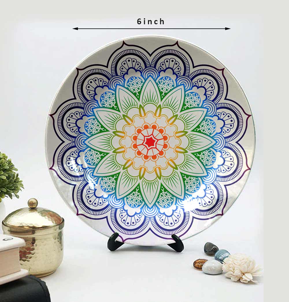 Traditional Art Decorative Ceramic Designer Plates with Stand for Home & Office, Wall Art - EL2152