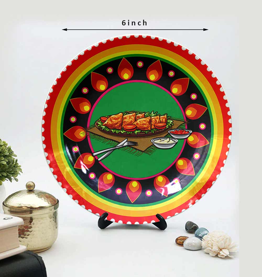 Traditional Art Decorative Ceramic Designer Plates with Stand for Home & Office, Wall Art - EL2153