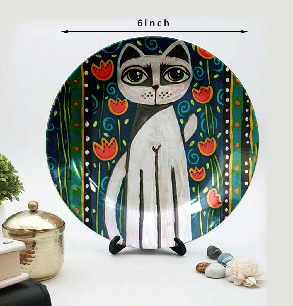 Traditional Art Decorative Ceramic Designer Plates with Stand for Home & Office, Wall Art - EL2156